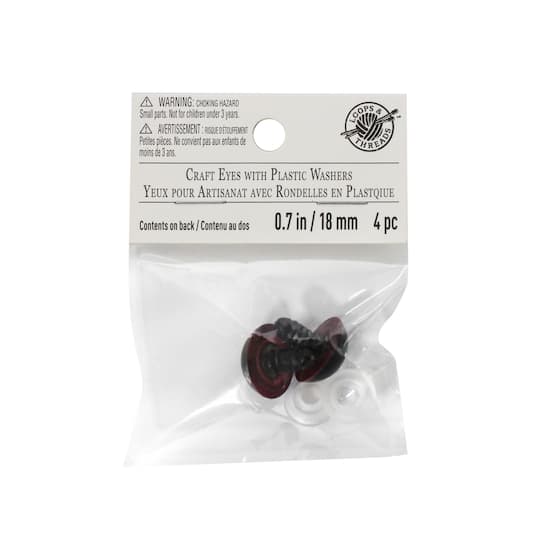 12 Pack: 18mm Craft Eyes with Plastic Washers by Loops & Threads™